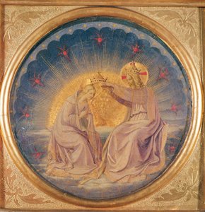 処女の戴冠式（tondo）、1395年頃（木の上の油） 作： Fra Angelico
